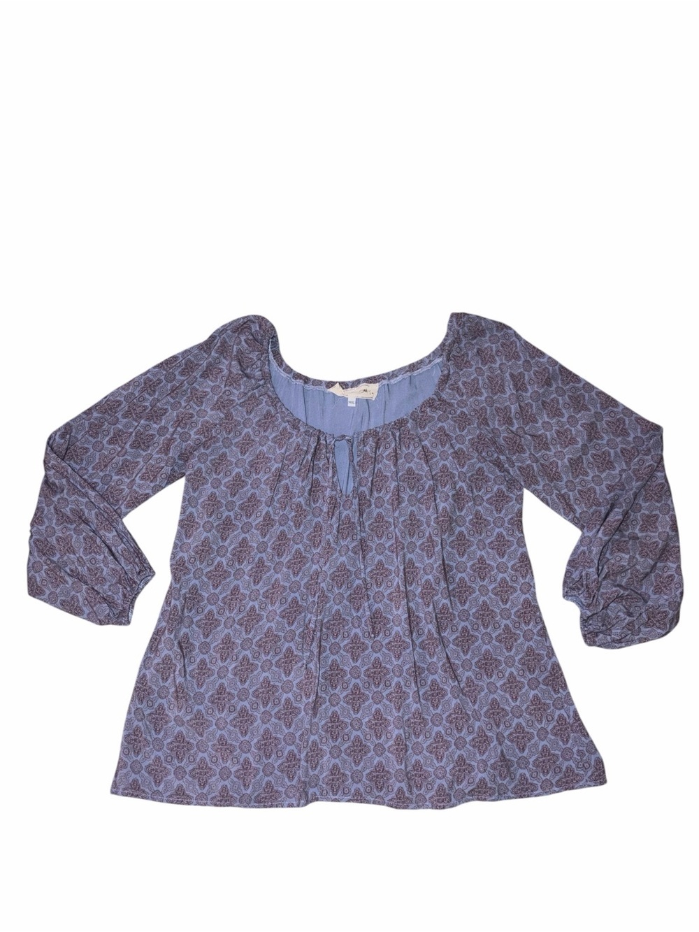 EUC Jen's Pirate Booty Light Blue Abstract Off The Shoulder Top Medium Large